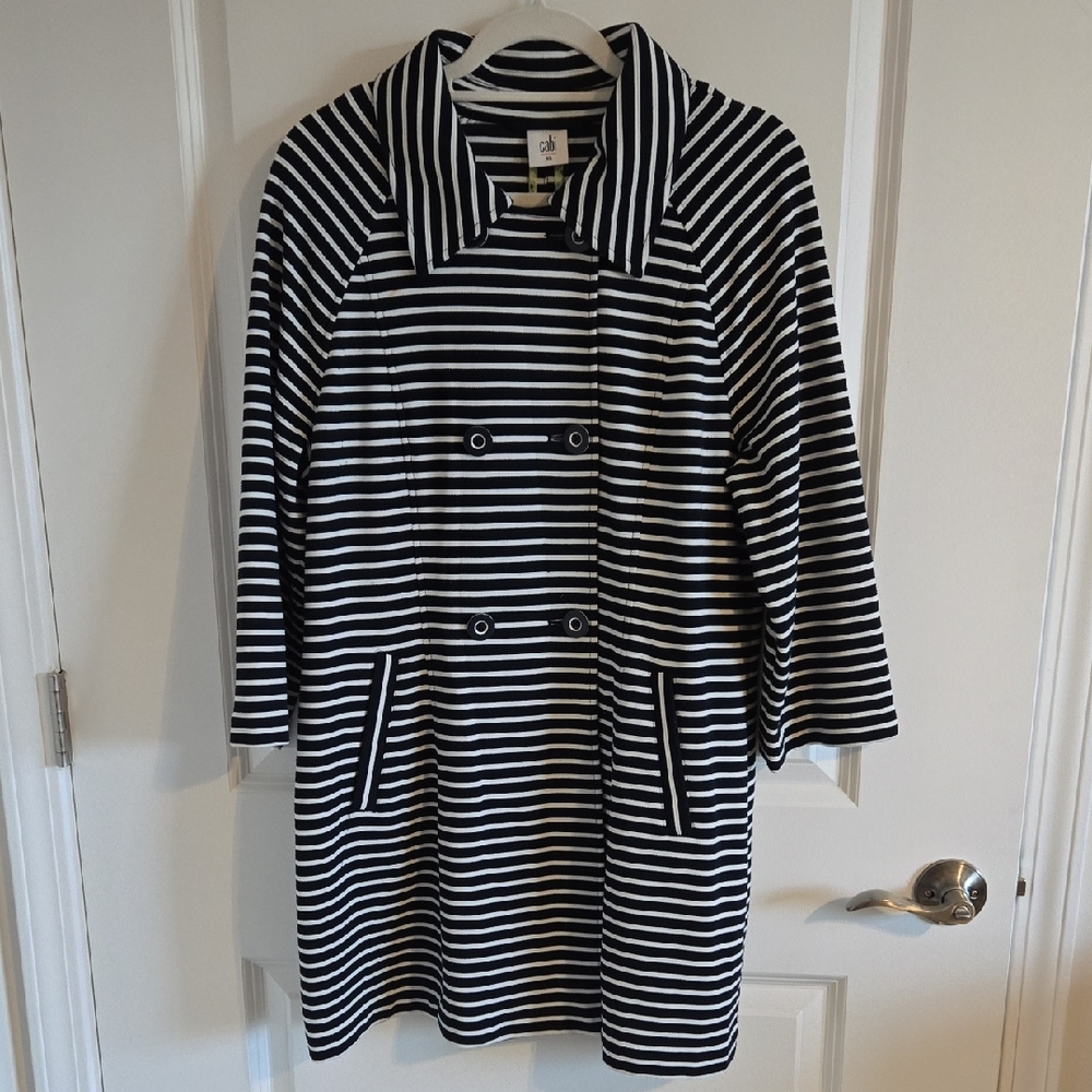 Cabi 5151 Maritime Trench Knit Jacket Dark Navy White Size XL
